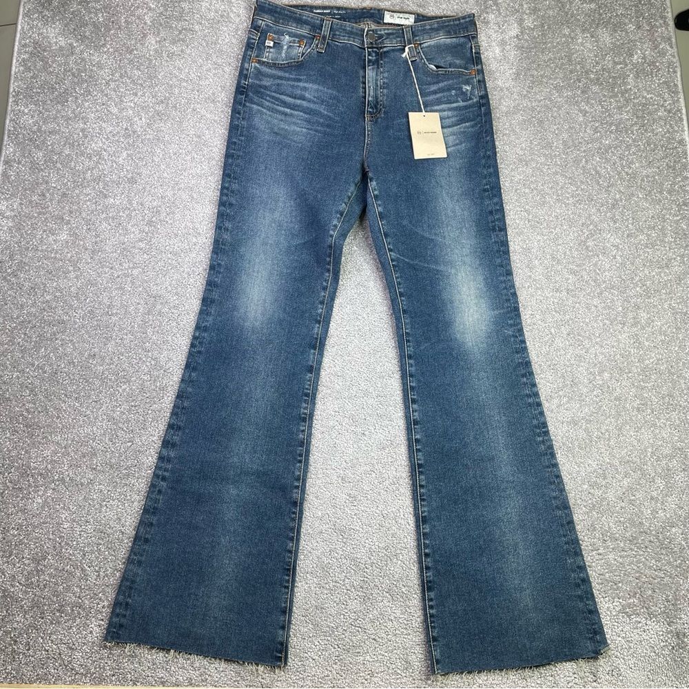 Ag Adriano Goldschmied Farrah Jeans Women’s 32 Blue Bootcut High Rise Raw Hem